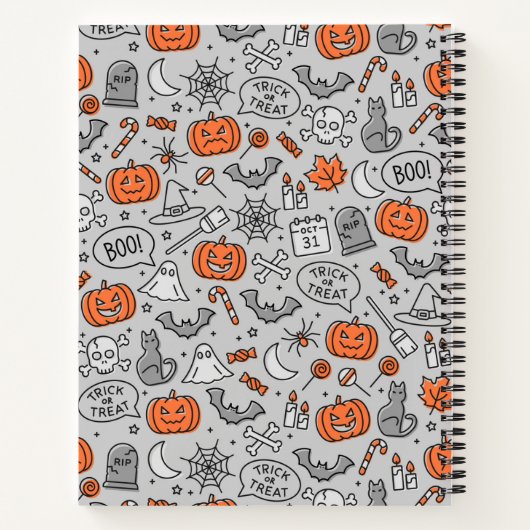 Carnet Motif de doodle d'Halloween pour enfants mignons (Dos)