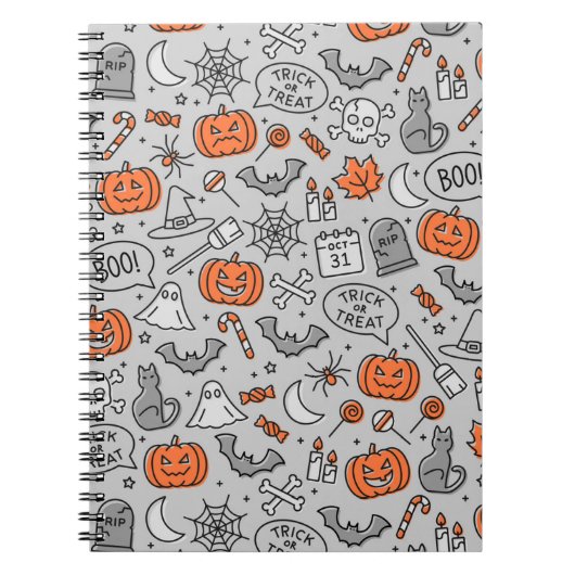 Carnet Motif de doodle d'Halloween pour enfants mignons (Devant)