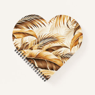 Carnet Motif de feuillage de palmier tropical beige sépia