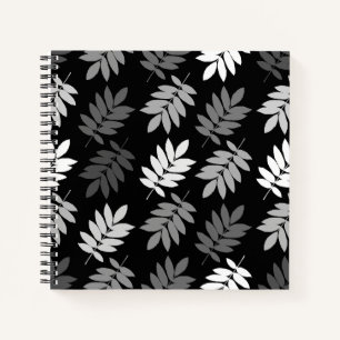 Carnet Motif de feuille aînée noir blanc gris