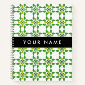 Carnet Motif de feuille, feuilles vertes, votre nom (Devant)