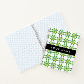 Carnet Motif de feuille, feuilles vertes, votre nom (Intérieur)