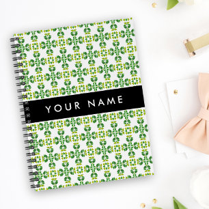 Carnet Motif de feuille, feuilles vertes, votre nom