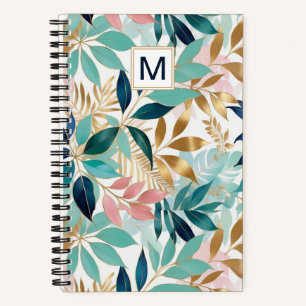 Carnet Motif de feuilles jolies feuilles colorées monogra