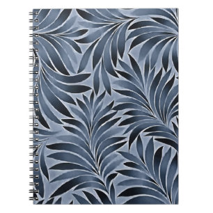 Carnet Motif de feuilles ornées de couleur bleu noir
