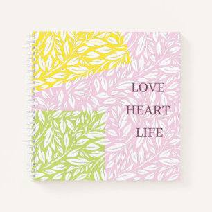 Carnet Motif de feuilles transparentes avec un bloc de co
