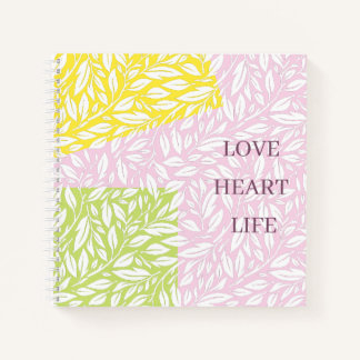 Carnet Motif de feuilles transparentes avec un bloc de co