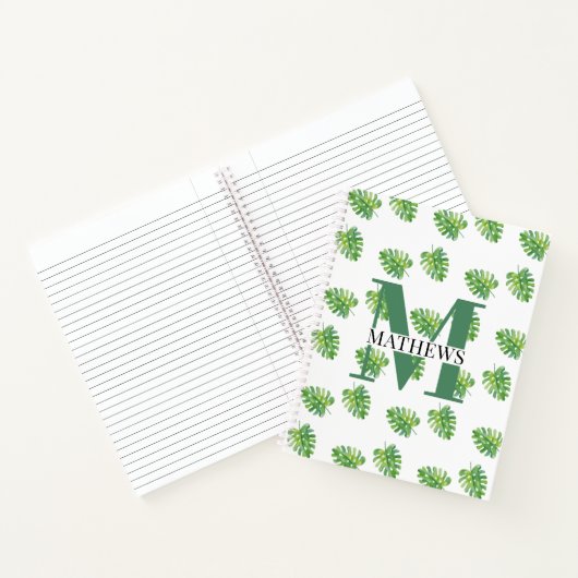 Carnet Motif de feuilles tropicales Monogramme (Intérieur)