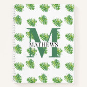 Carnet Motif de feuilles tropicales Monogramme (Devant)
