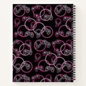 Carnet Motif de filles rose néon de jeu vidéo monogramme (Dos)
