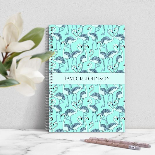 Carnet Motif de Flamants roses bleu moderne