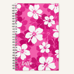 Carnet Motif de fleur d'hibiscus tropical rouge violet bl