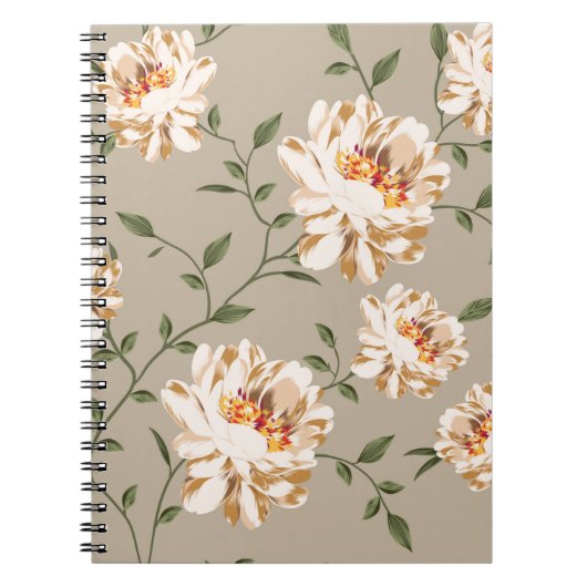 Carnet motif de fleur marron sur fond bleu (Devant)