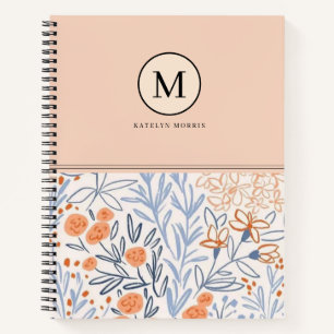 Carnet Motif de fleur rose bleu joli 