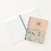 Carnet Motif de fleur rose pastel Monogram bleu clair Non (Intérieur)