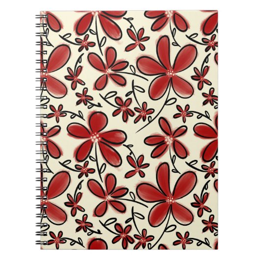 Carnet Motif de fleur rouge (Devant)