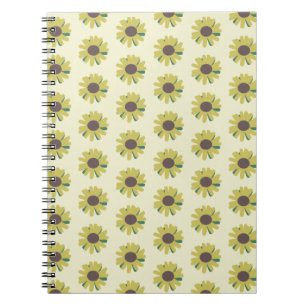 Carnet Motif de fleur simple tournesol marron vert jaune
