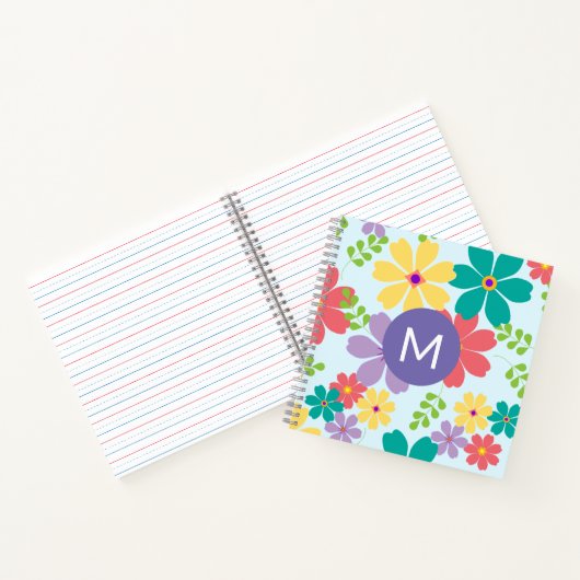Carnet Motif de Fleur vive moderne Monogramme (Intérieur)