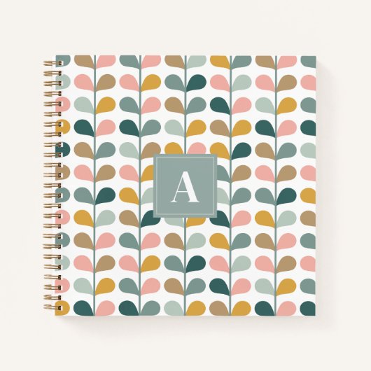 Carnet Motif de fleurs à initiale de monogramme carré (Devant)