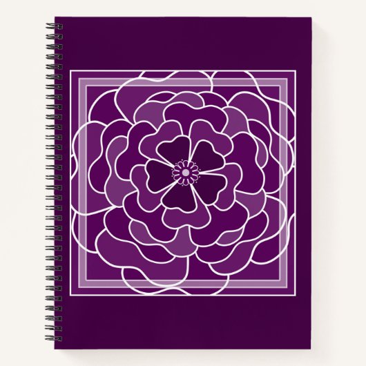Carnet Motif de fleurs abstraites violet foncé (Devant)