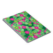 Carnet Motif de fleurs Art Déco - tons verts, fuchsia (Côté Droit)