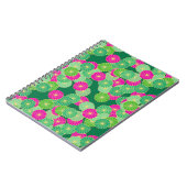 Carnet Motif de fleurs Art Déco - tons verts, fuchsia (Côté gauche)