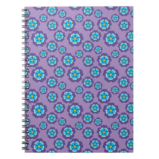 Carnet Motif de fleurs bleu violet (Devant)