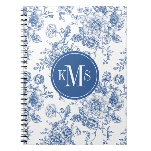 Carnet Motif de fleurs bleues (Devant)