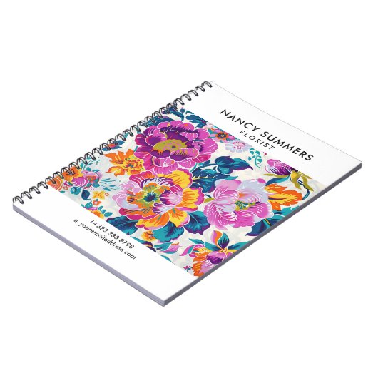 Carnet Motif de fleurs coloré (Côté gauche)