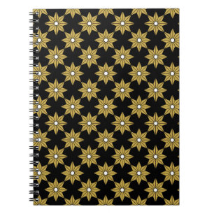 Carnet Motif de fleurs d'étoile vintage sans couture. Or