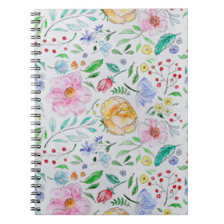 Carnet Motif de fleurs et de bourgeons à l'aquarelle légè