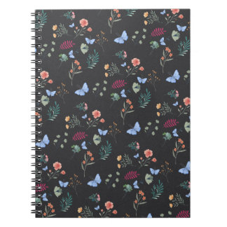 Carnet Motif de fleurs et papillons - Jardin botanique