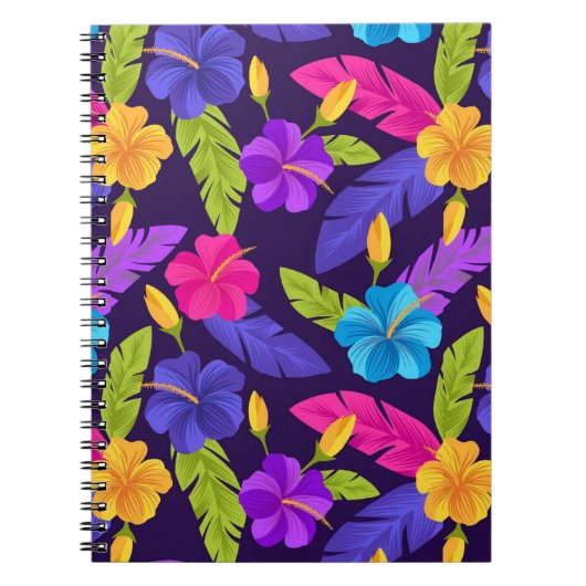 Carnet Motif de fleurs Feuilles tropicales colorées (Devant)