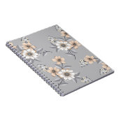 Carnet motif de fleurs grises et blanches sur fond gris (Côté Droit)