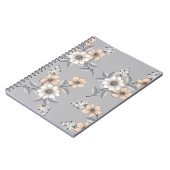 Carnet motif de fleurs grises et blanches sur fond gris (Côté gauche)