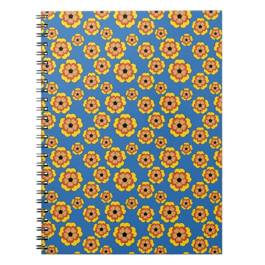 Carnet Motif de fleurs orange jaune (Devant)