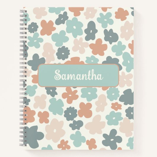 Carnet Motif de fleurs pastel retro Boho (Devant)