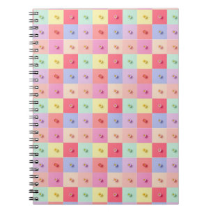 Carnet Motif de fleurs rétro daisy rouge rose bleu Annive