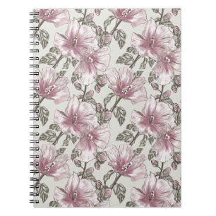 Carnet Motif de fleurs rose amorti de ketmie