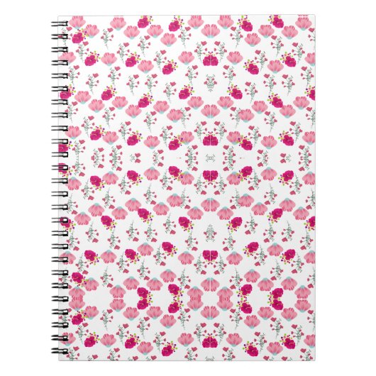 Carnet Motif de fleurs roses (Devant)