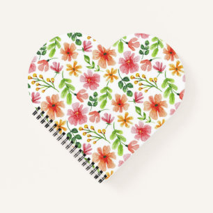 Carnet Motif de fleurs roses à l'aquarelle