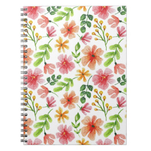 Carnet Motif de fleurs roses à l'aquarelle
