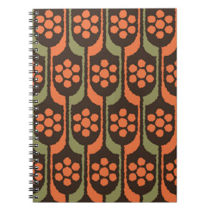 Carnet Motif de fleurs sans joint or orangeles années 50,
