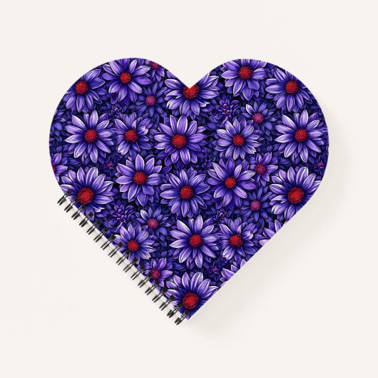 Carnet Motif de fleurs stylisées violettes (Devant)