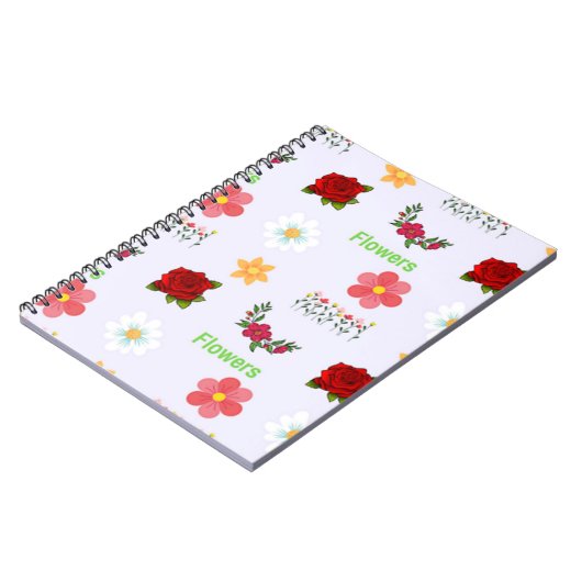Carnet Motif de fleurs sur gris (Côté gauche)