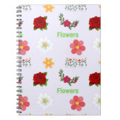 Carnet Motif de fleurs sur gris (Devant)