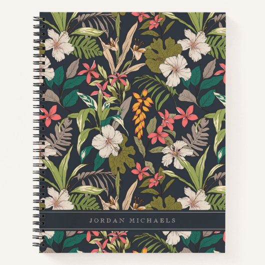 Carnet Motif de fleurs tropicales colorées (Devant)