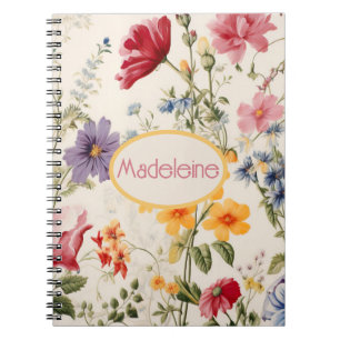 Carnet motif de fleurs vintage dans des couleurs douces a