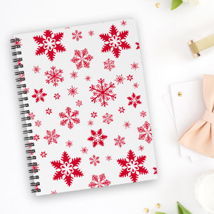 Carnet Motif de flocon de neige, Flammes de neige rouges,