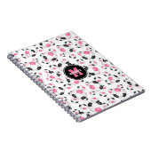 Carnet motif de football féminin noir rose (Côté Droit)